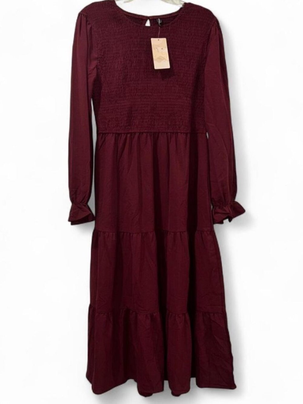 Fashion NWT Burgundy Long Sleeve Maxi Dress Women's Large
